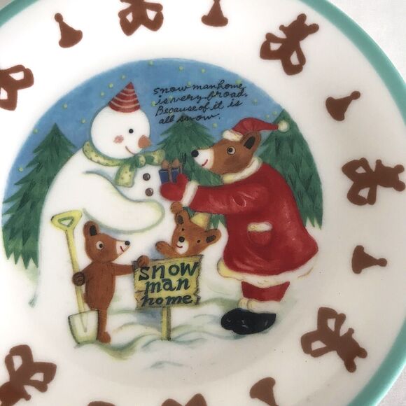 Shinzi Katoh Design by Kisshoh "Snowman Home" Christmas Mug & Saucer Plate 6 1/2 - Picture 7 of 8